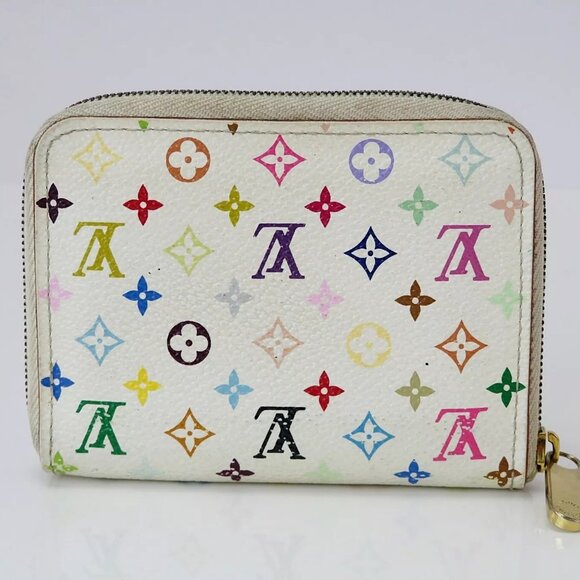 Auth LOUIS VUITTON White and Multi Colors Monogram Canvas Zippy Coin Case - Picture 1 of 11
